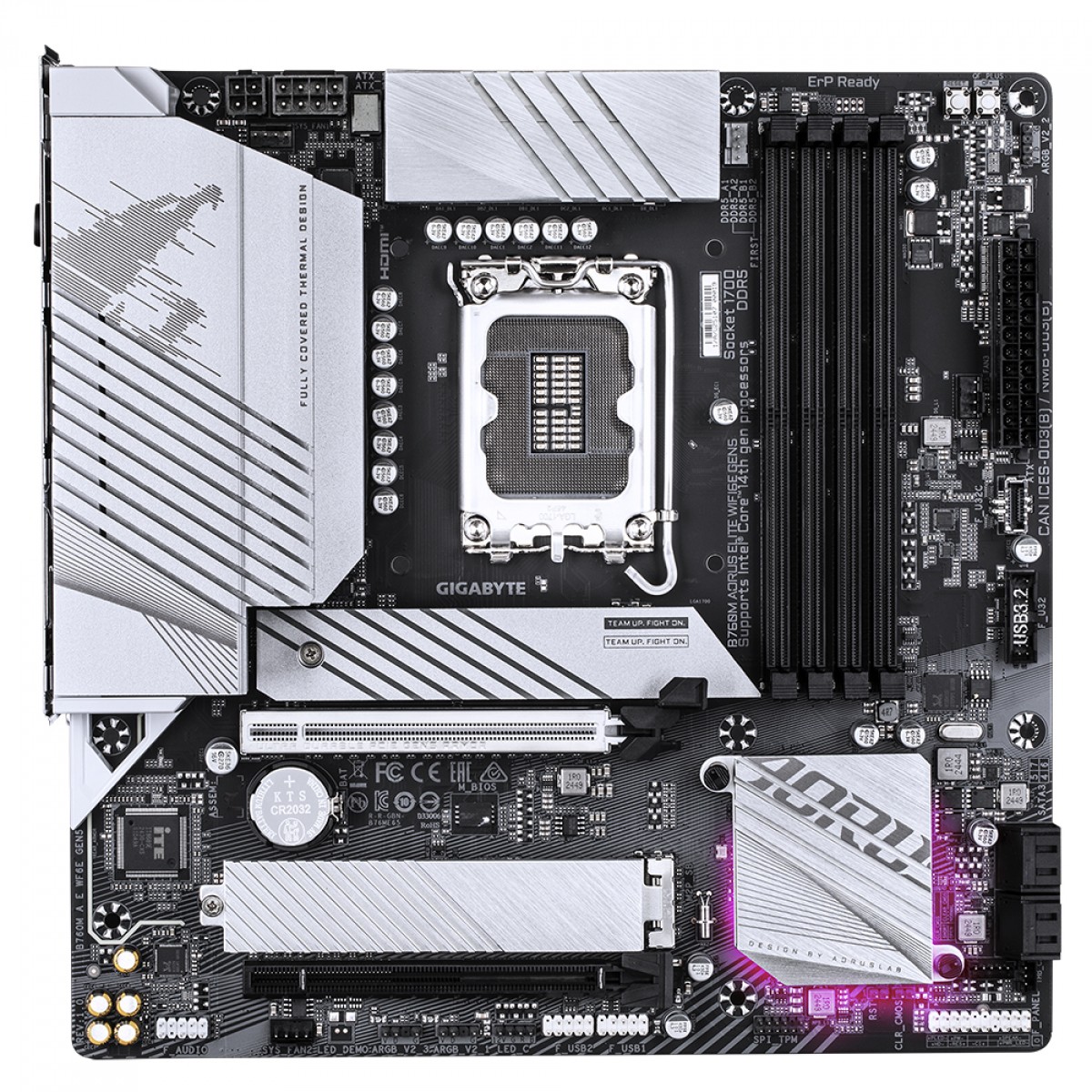 Placa Mãe Gigabyte B760M AORUS ELITE WIFI6E GEN5, Chipset B760, Intel LGA 1700, M-ATX, DDR5