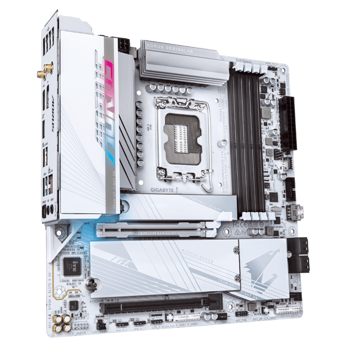 Placa Mãe Gigabyte B760M AORUS ELITE X AX, Chipset B760, Intel LGA 1700, mATX, DDR5, White