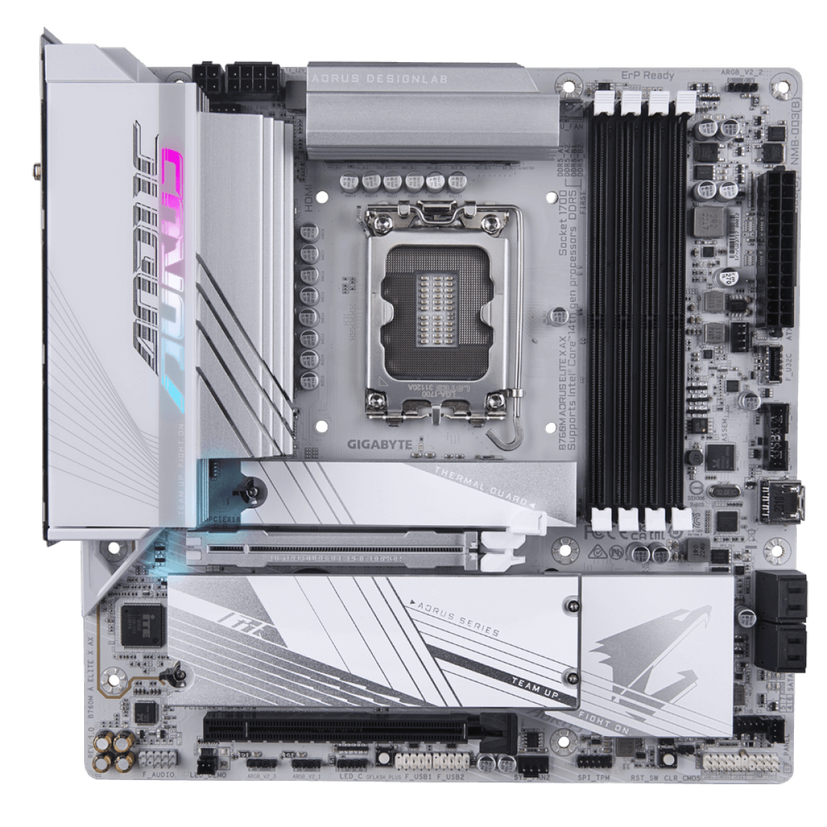 Placa Mãe Gigabyte B760M AORUS ELITE X AX, Chipset B760, Intel LGA 1700, mATX, DDR5, White