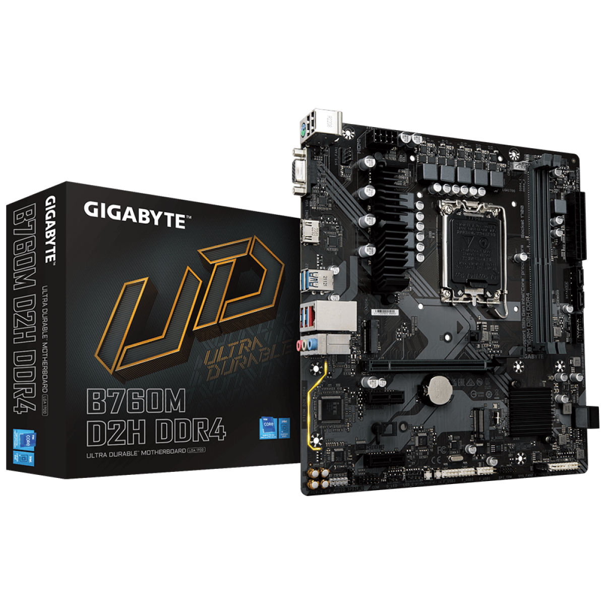 Placa Mãe Gigabyte B760M D2H DDR4, Chipset B760, Intel LGA 1700, M-ATX, DDR4