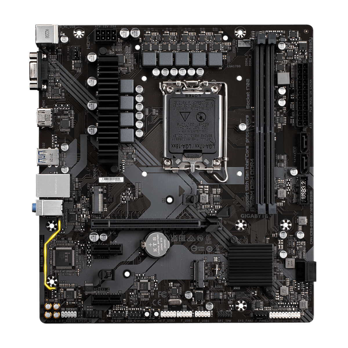 Placa Mãe Gigabyte B760M D2H DDR4, Chipset B760, Intel LGA 1700, M-ATX, DDR4