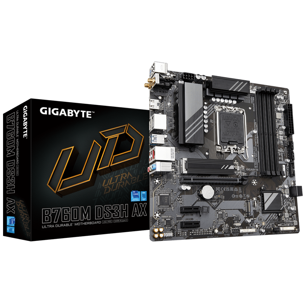 Placa Mãe Gigabyte B760M DS3H AX, Chipset B760, Intel LGA 1700, mATX, DDR5