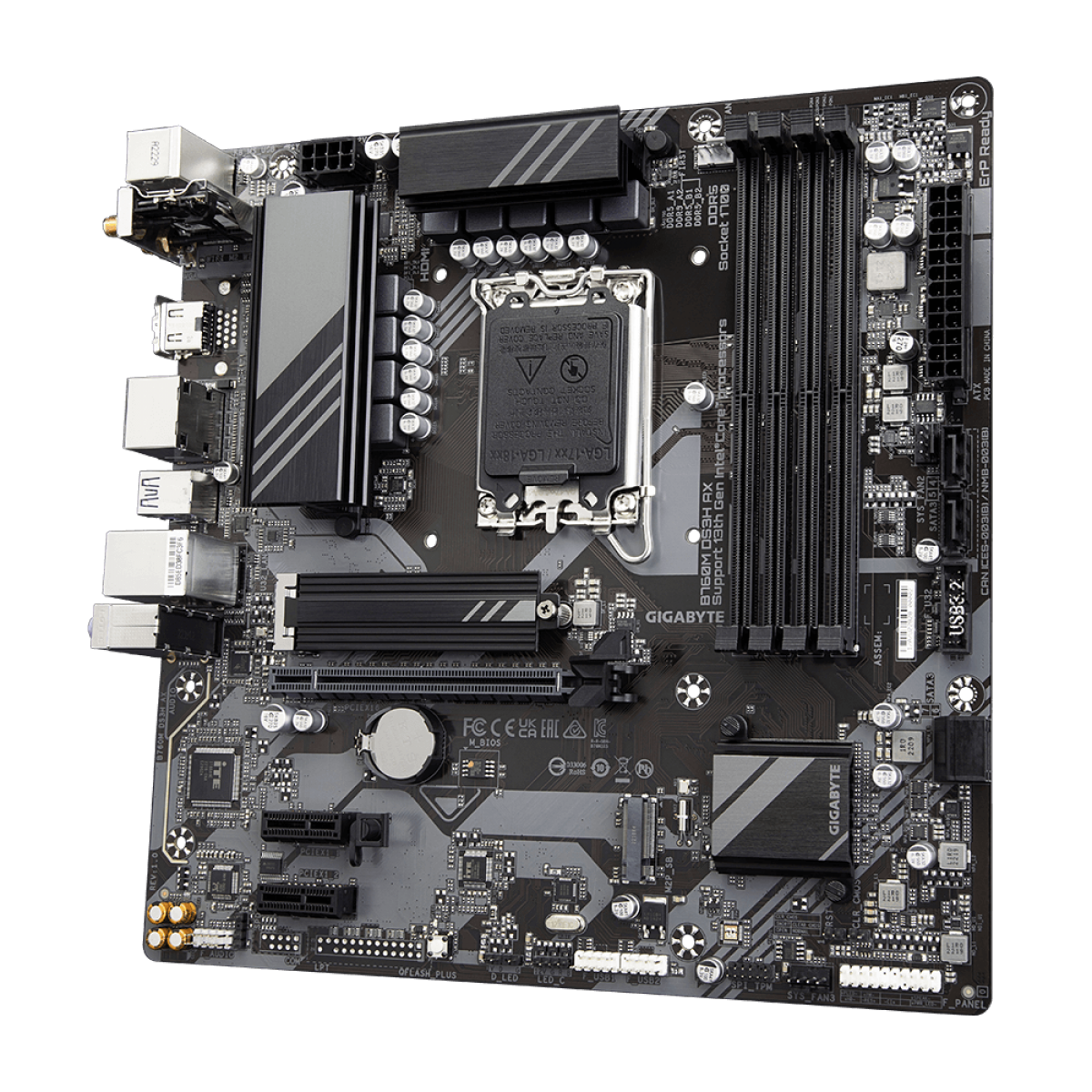 Placa Mãe Gigabyte B760M DS3H AX, Chipset B760, Intel LGA 1700, mATX, DDR5