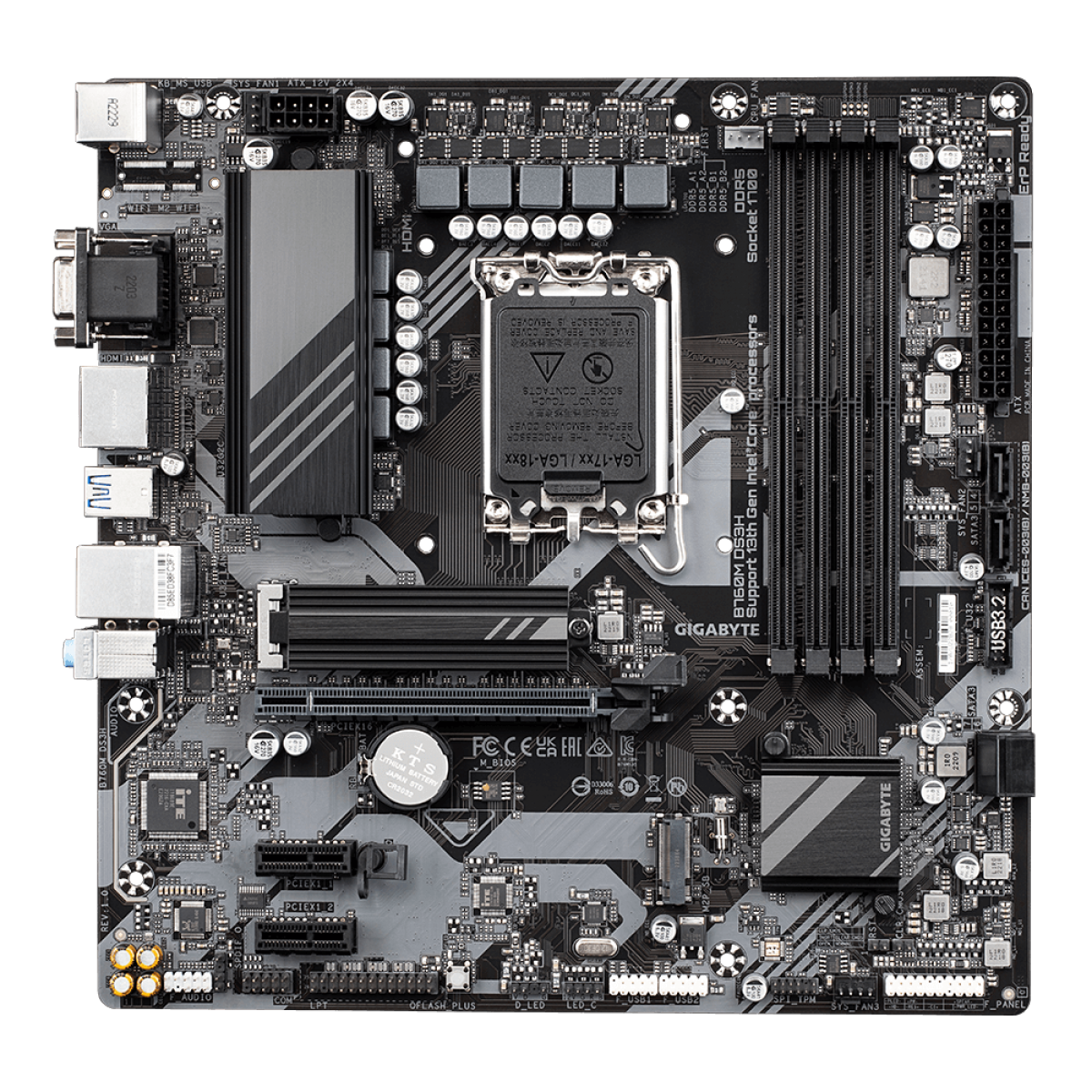 Placa Mãe Gigabyte B760M DS3H, Chipset B760, Intel LGA 1700, mATX, DDR5