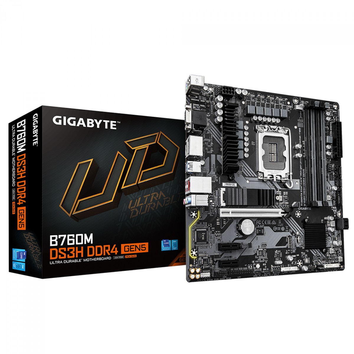 Placa Mãe Gigabyte B760M DS3H DDR4 GEN5, Chipset B760, Intel LGA 1700, M-ATX, DDR4