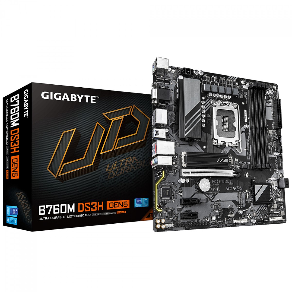 Placa Mãe Gigabyte B760M DS3H GEN5, Chipset B760, Intel LGA 1700, M-ATX, DDR5