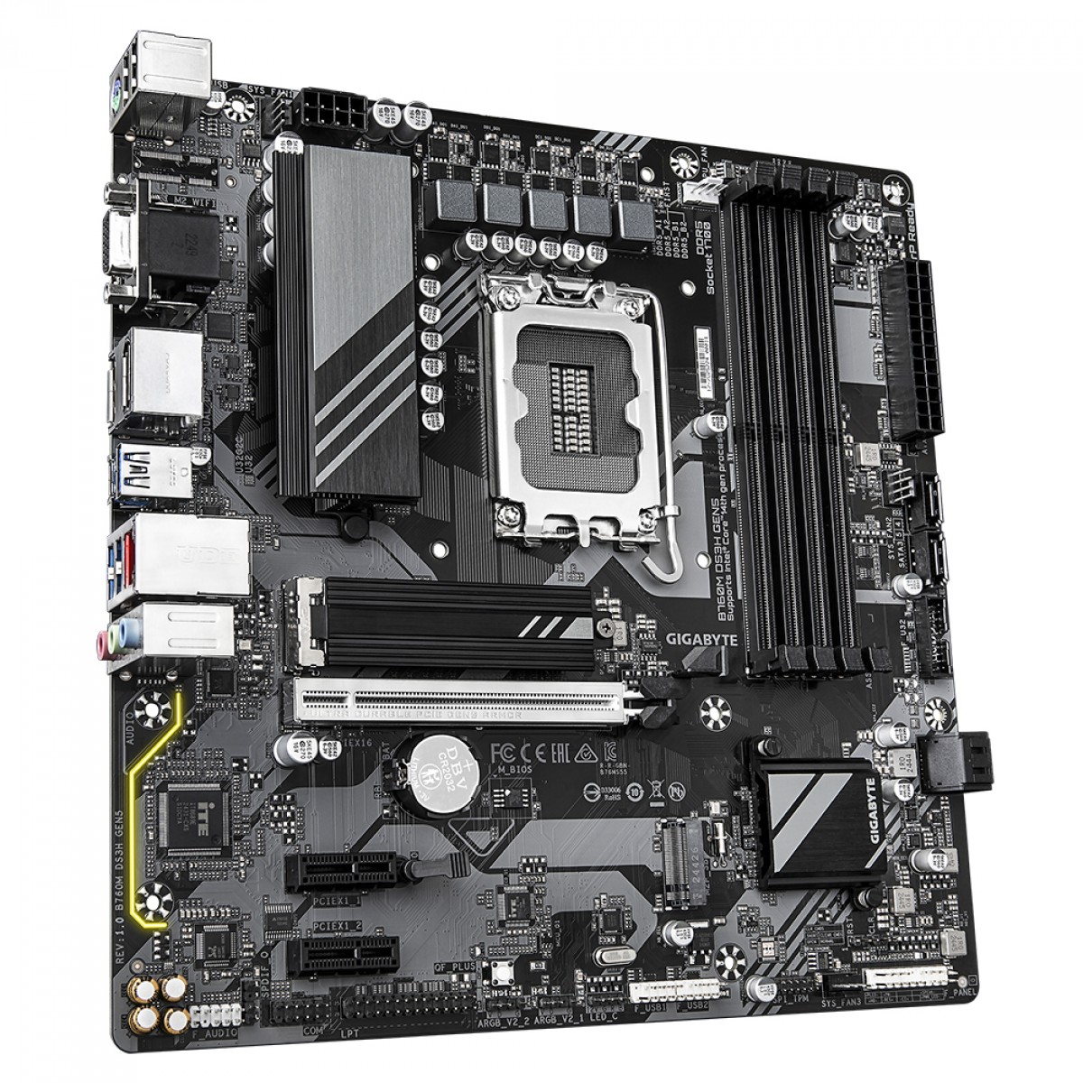 Placa Mãe Gigabyte B760M DS3H GEN5, Chipset B760, Intel LGA 1700, M-ATX, DDR5