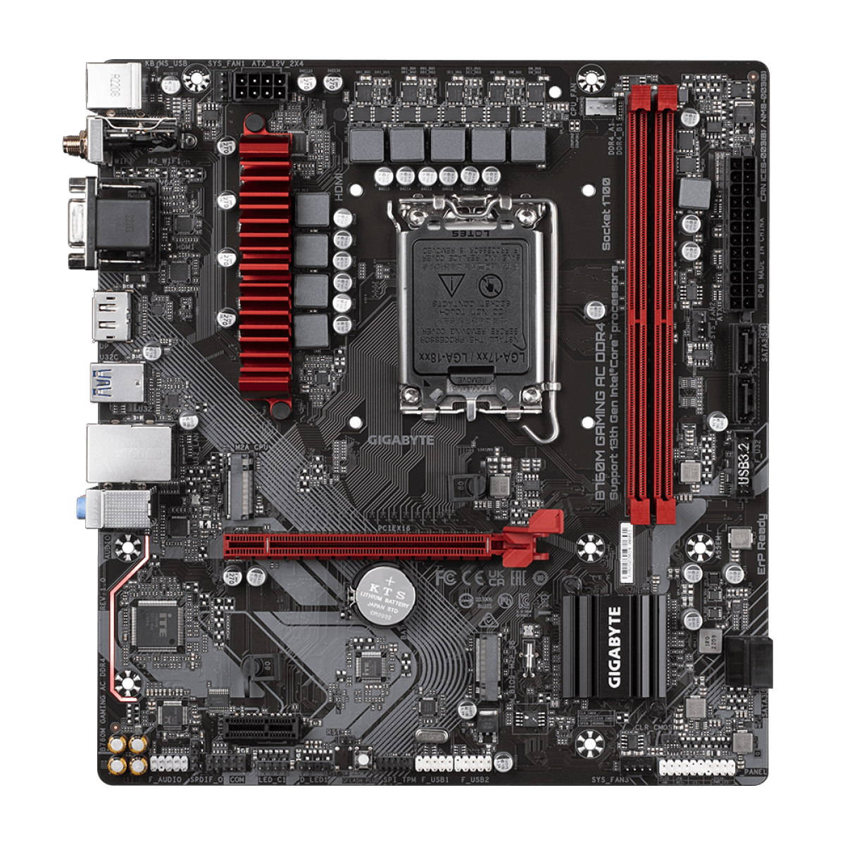 Placa Mãe Gigabyte B760M Gaming AC DDR4, Chipset B760, Intel LGA 1700, MATX, DDR4