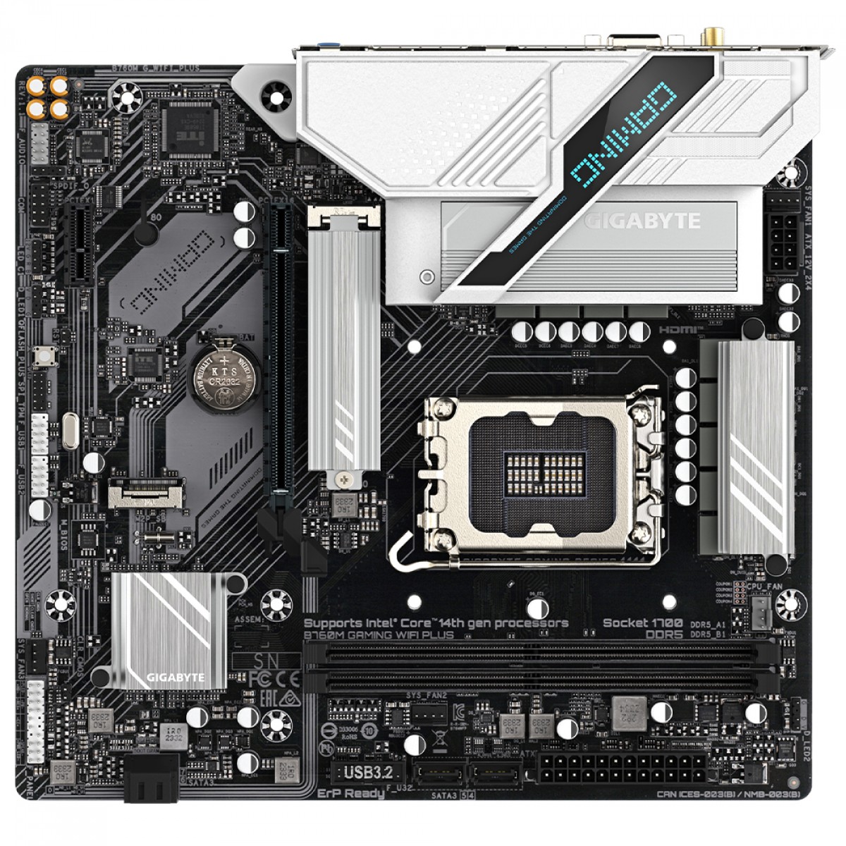Placa Mãe Gigabyte B760M Gaming WIFI Plus, Chipset B760, Intel LGA 1700, MATX, DDR5, White  