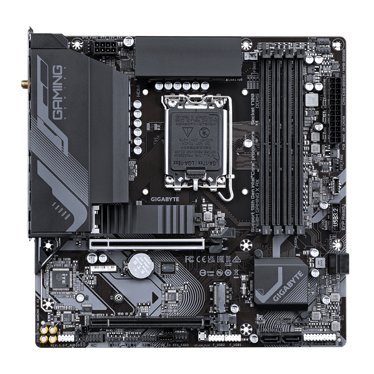 Placa Mãe Gigabyte B760M Gaming X AX, Chipset B760, Intel LGA 1700, MATX, DDR5