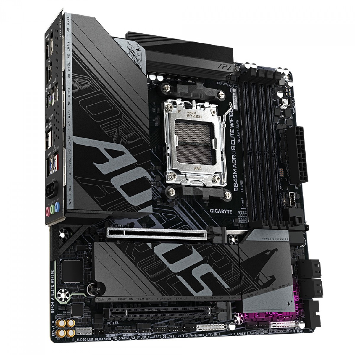 Placa Mãe Gigabyte B840M AORUS Elite WIFI6E, Chipset B840, AMD AM5, MATX, DDR5