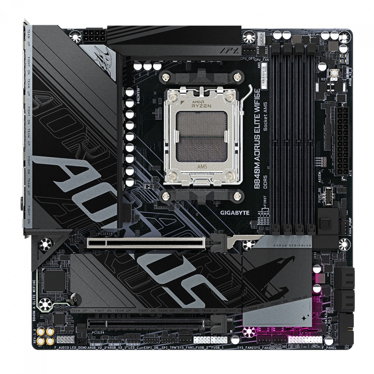 Placa Mãe Gigabyte B840M AORUS Elite WIFI6E, Chipset B840, AMD AM5, MATX, DDR5