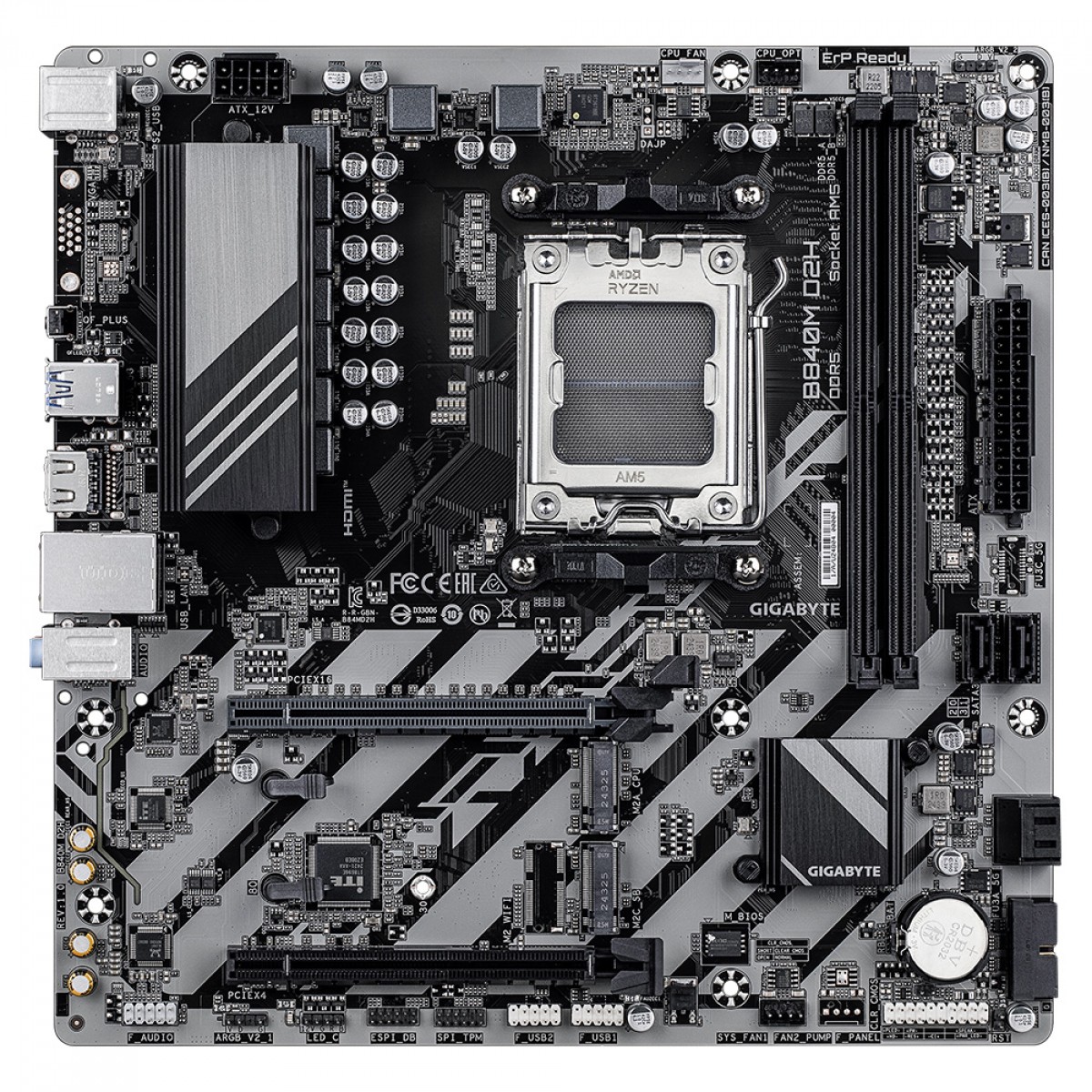 Placa Mãe Gigabyte B840M D2H, Chipset B840, AMD AM5, MATX, DDR5