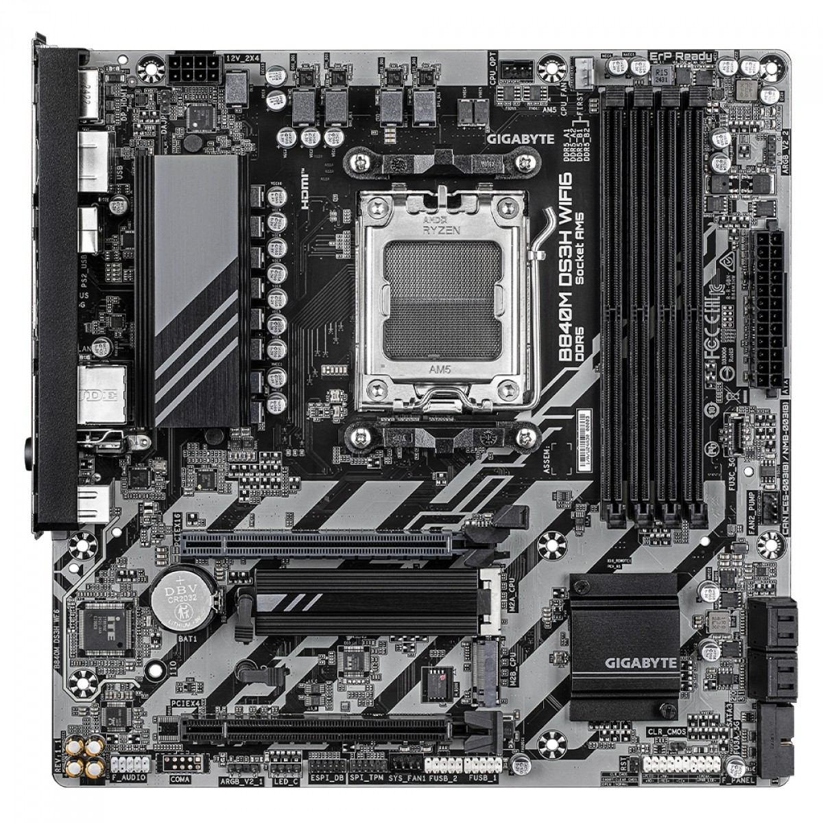 Placa Mãe Gigabyte B840M DS3H WIFI6, Chipset B840, AMD AM5, M-ATX, DDR5