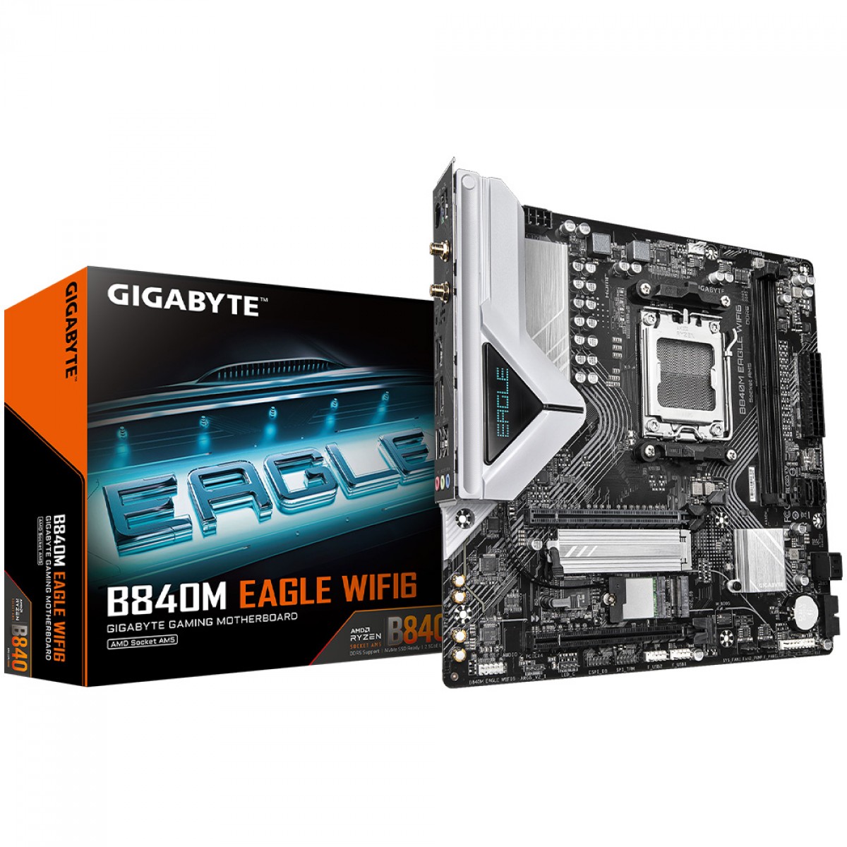 Placa Mãe Gigabyte B840M Eagle WIFI6, Chipset B840, AMD AM5, MATX, DDR5