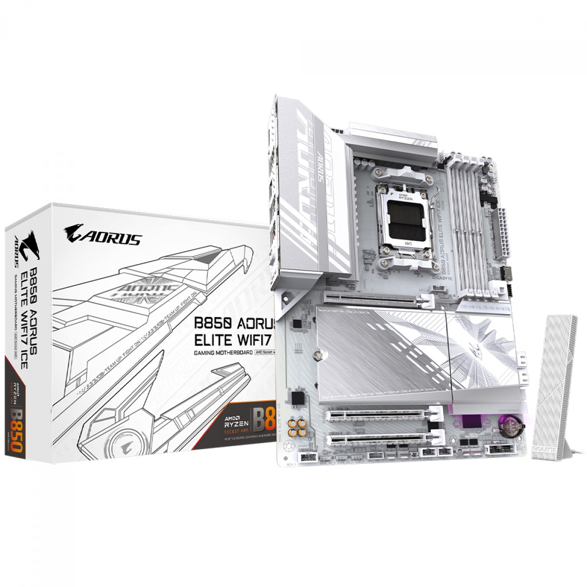 Placa Mãe Gigabyte B850 Aorus Elite WiFi7 ICE, Chipset B850, AMD AM5, ATX, DDR5
