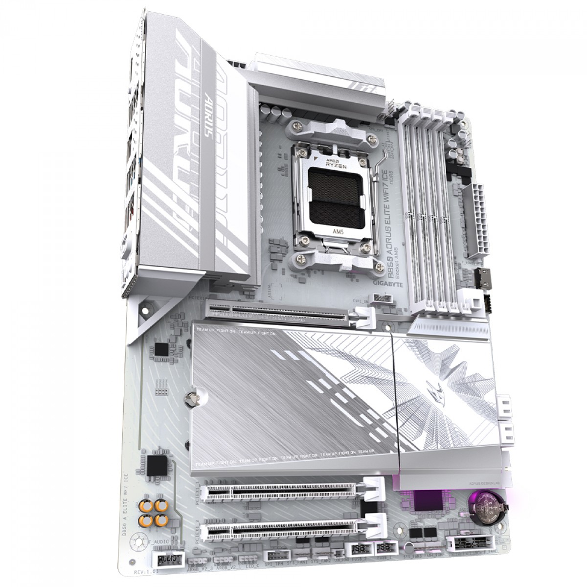 Placa Mãe Gigabyte B850 Aorus Elite WiFi7 ICE, Chipset B850, AMD AM5, ATX, DDR5