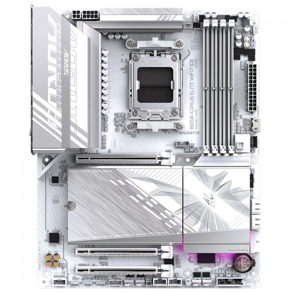 Placa Mãe Gigabyte B850 Aorus Elite WiFi7 ICE, Chipset B850, AMD AM5, ATX, DDR5