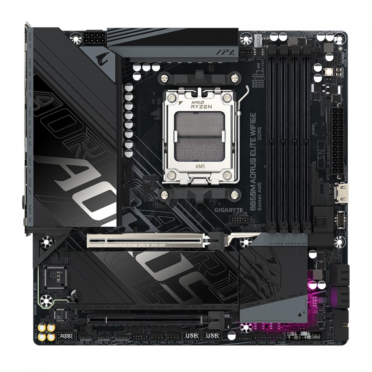 Placa Mãe Gigabyte B850M AORUS Elite WIFI6E, Chipset B850, AMD AM5, MATX, DDR5