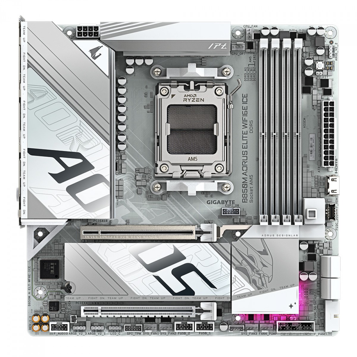 Placa Mãe Gigabyte B850M AORUS Elite WIFI6E ICE, Chipset B850, AMD AM5, MATX, DDR5