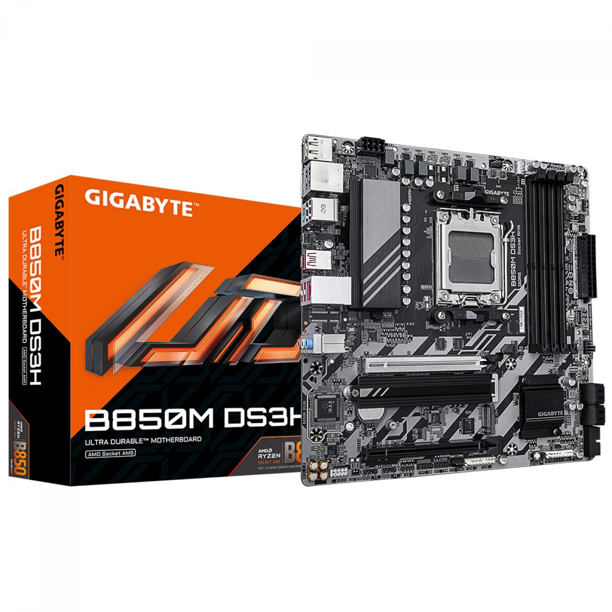 Placa Mãe Gigabyte B850M DS3H, Chipset B850, AMD AM5, MATX, DDR5