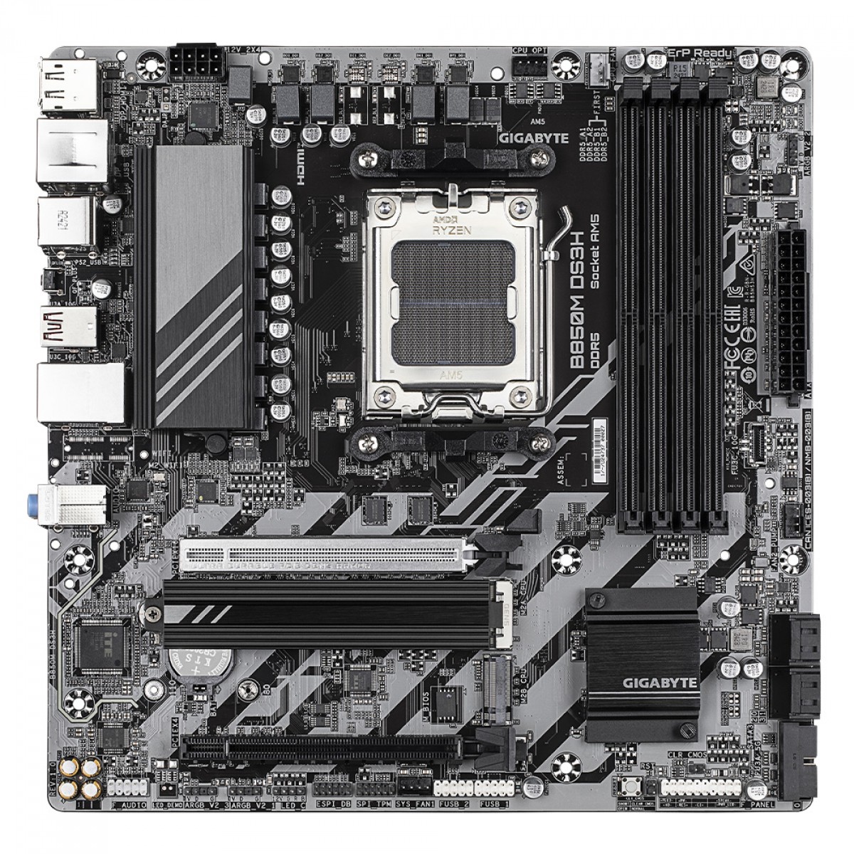 Placa Mãe Gigabyte B850M DS3H, Chipset B850, AMD AM5, MATX, DDR5