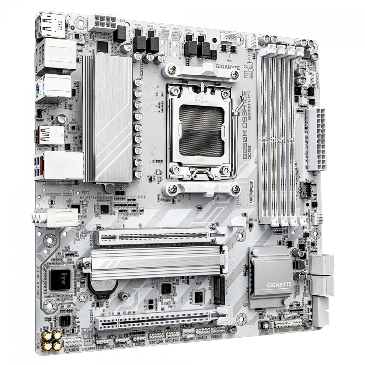 Placa Mãe Gigabyte B850M DS3H ICE, Chipset B850, AMD AM5, M-ATX, DDR5