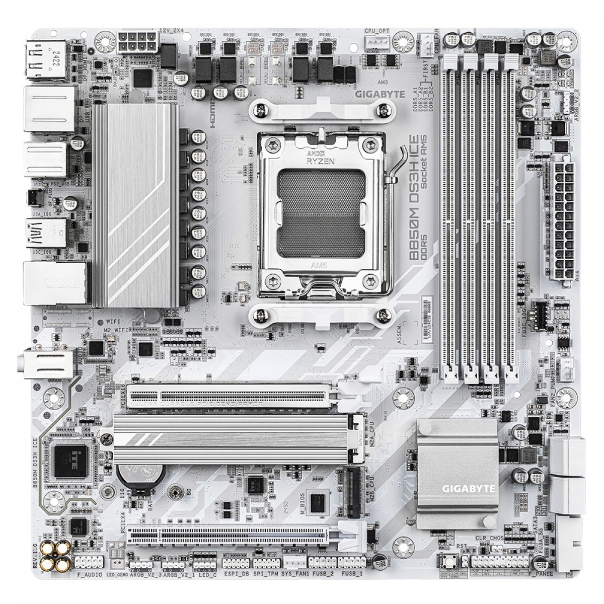 Placa Mãe Gigabyte B850M DS3H ICE, Chipset B850, AMD AM5, M-ATX, DDR5