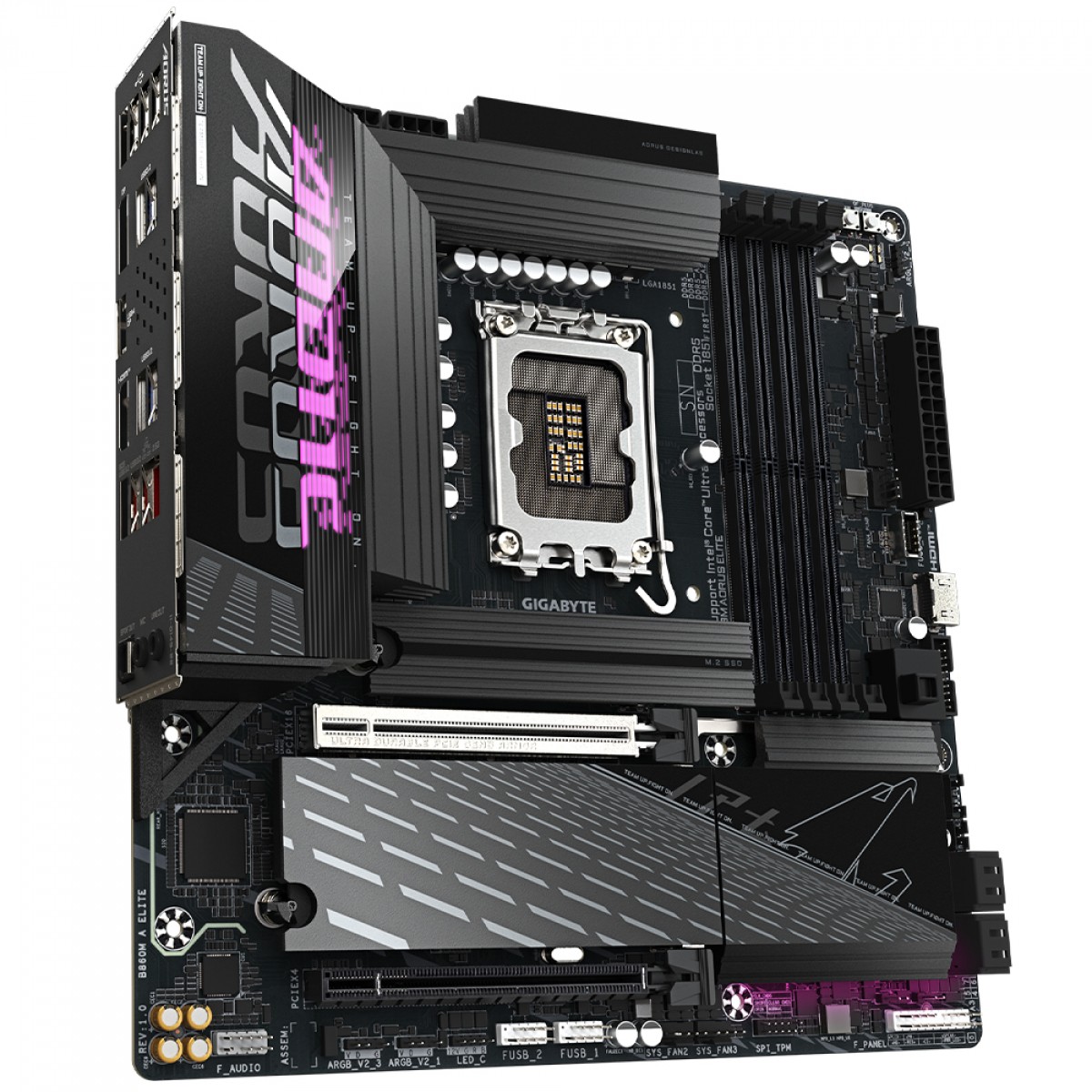  Placa Mãe Gigabyte B860M Aorus Elite, Chipset B860, Intel LGA 1851, mATX, DDR5