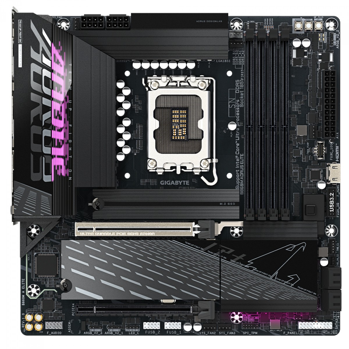  Placa Mãe Gigabyte B860M Aorus Elite, Chipset B860, Intel LGA 1851, mATX, DDR5