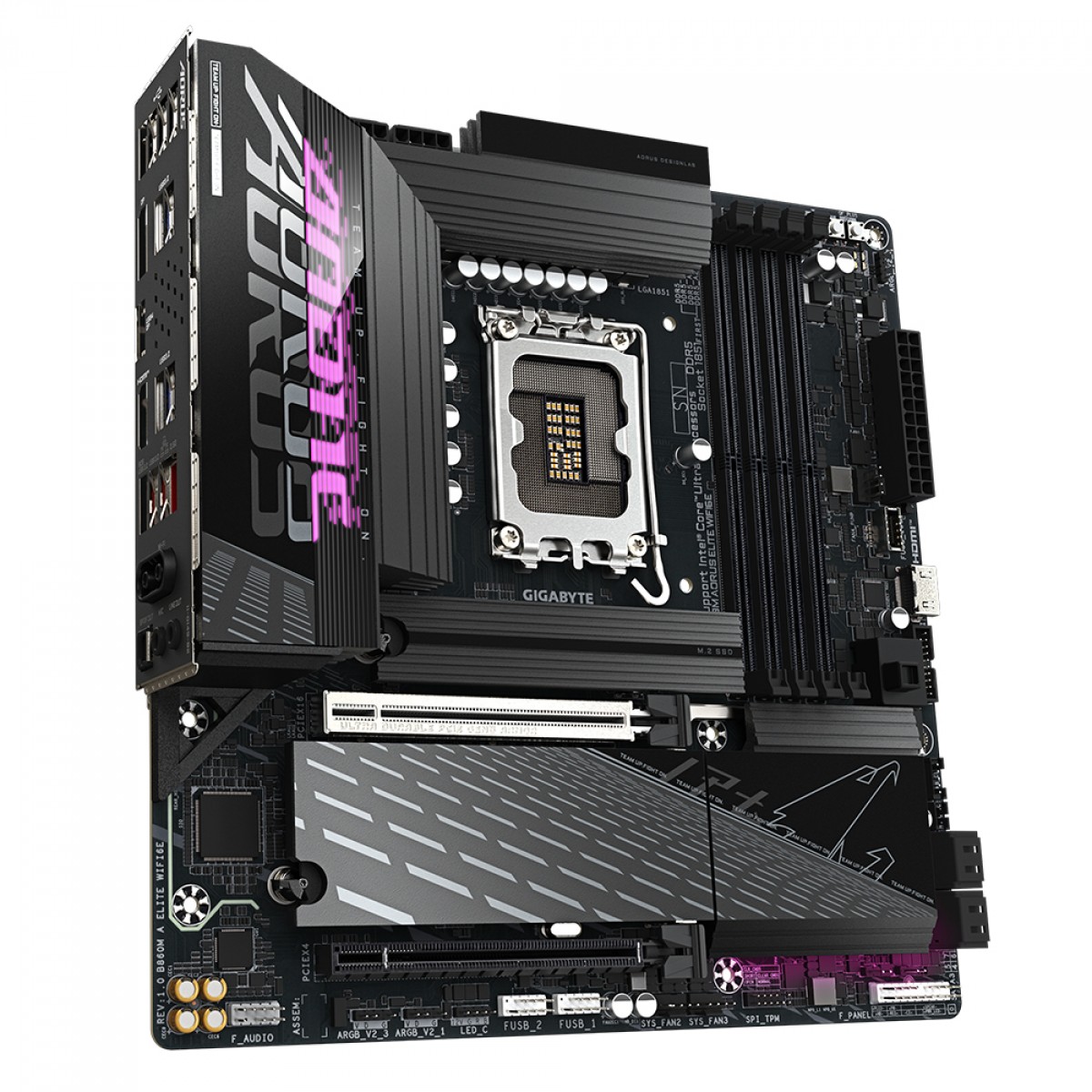 Placa Mãe Gigabyte B860M AORUS ELITE WIFI6E, Chipset B860, Intel LGA 1851, MATX, DDR5