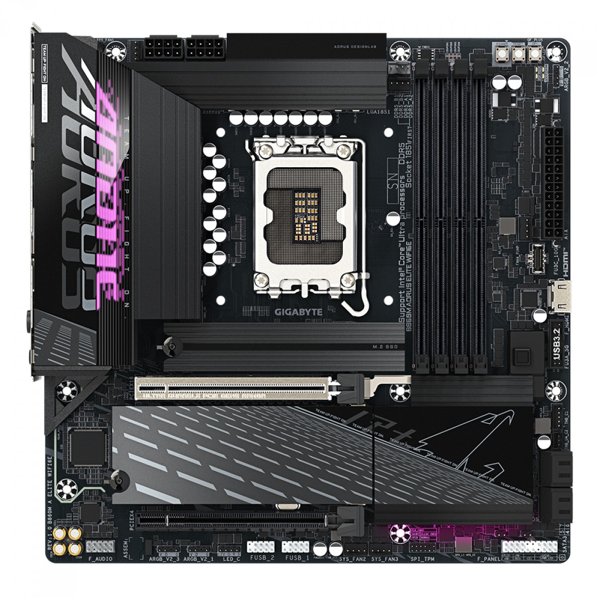 Placa Mãe Gigabyte B860M AORUS ELITE WIFI6E, Chipset B860, Intel LGA 1851, MATX, DDR5
