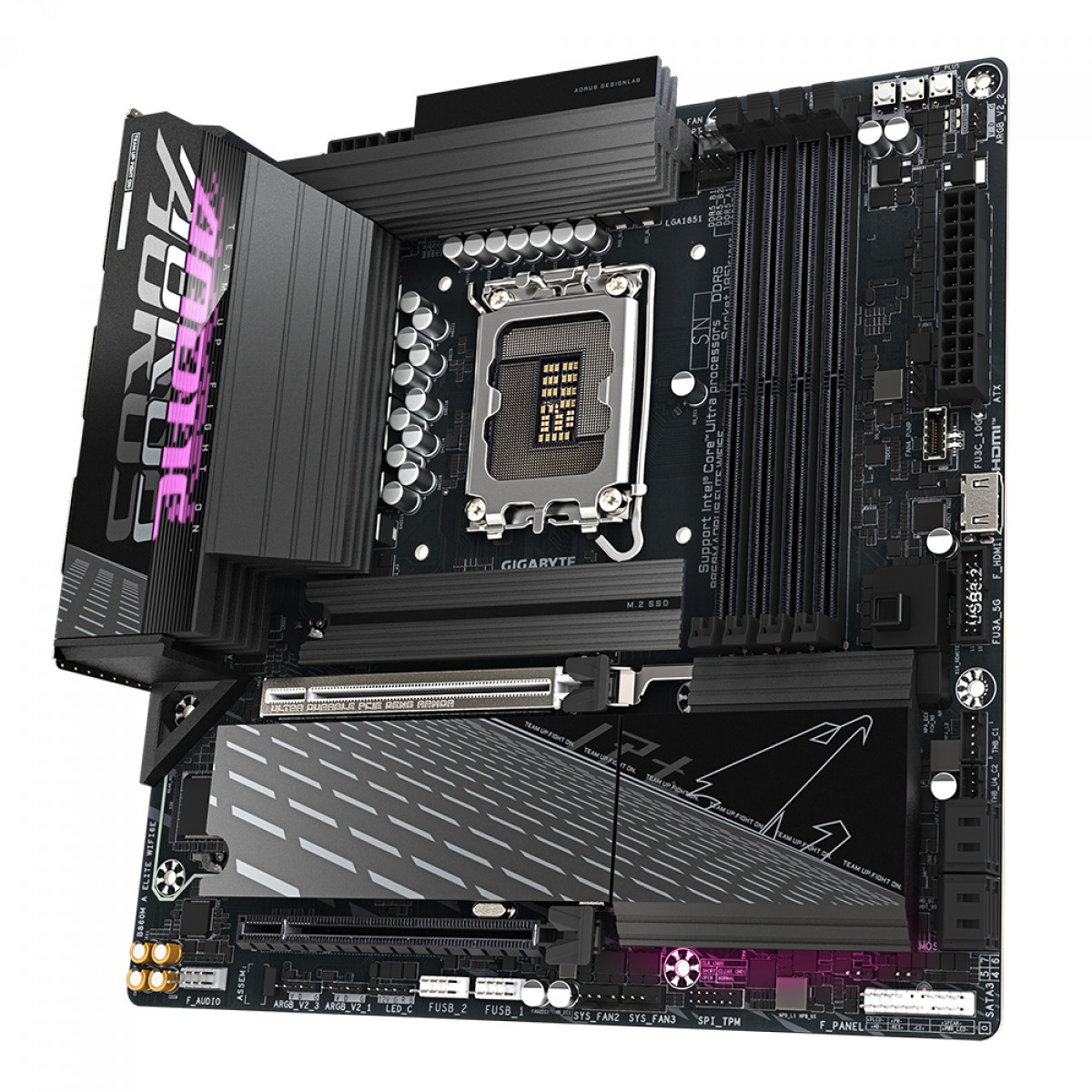 Placa Mãe Gigabyte B860M AORUS ELITE WIFI6E, Chipset B860, Intel LGA 1851, MATX, DDR5