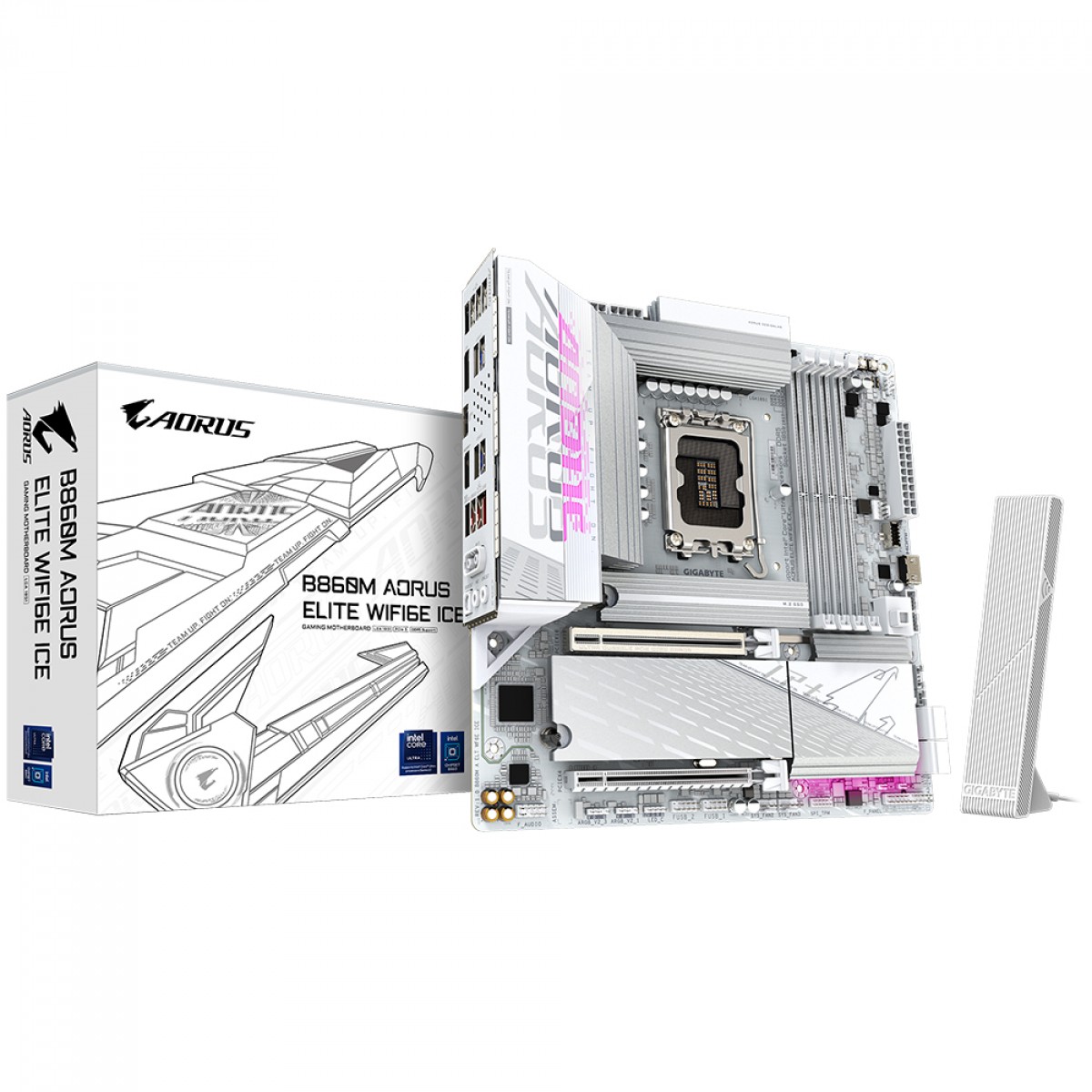 Placa Mãe Gigabyte B860M Aorus Elite WiFi6E ICE, Chipset B860, Intel LGA 1851, mATX, DDR5