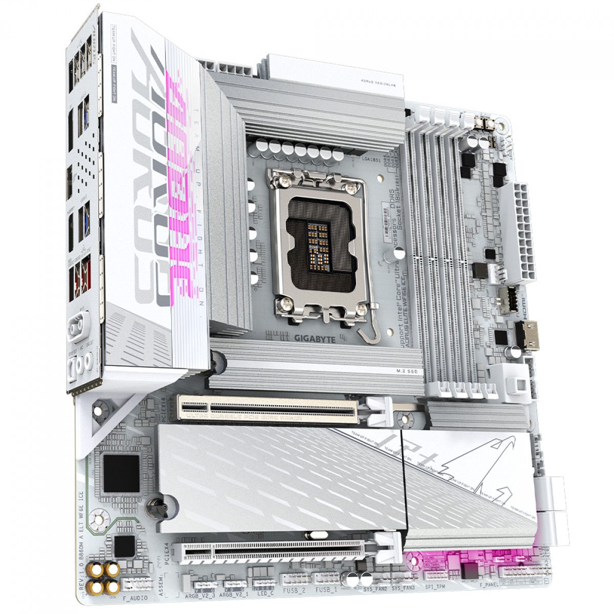 Placa Mãe Gigabyte B860M Aorus Elite WiFi6E ICE, Chipset B860, Intel LGA 1851, mATX, DDR5