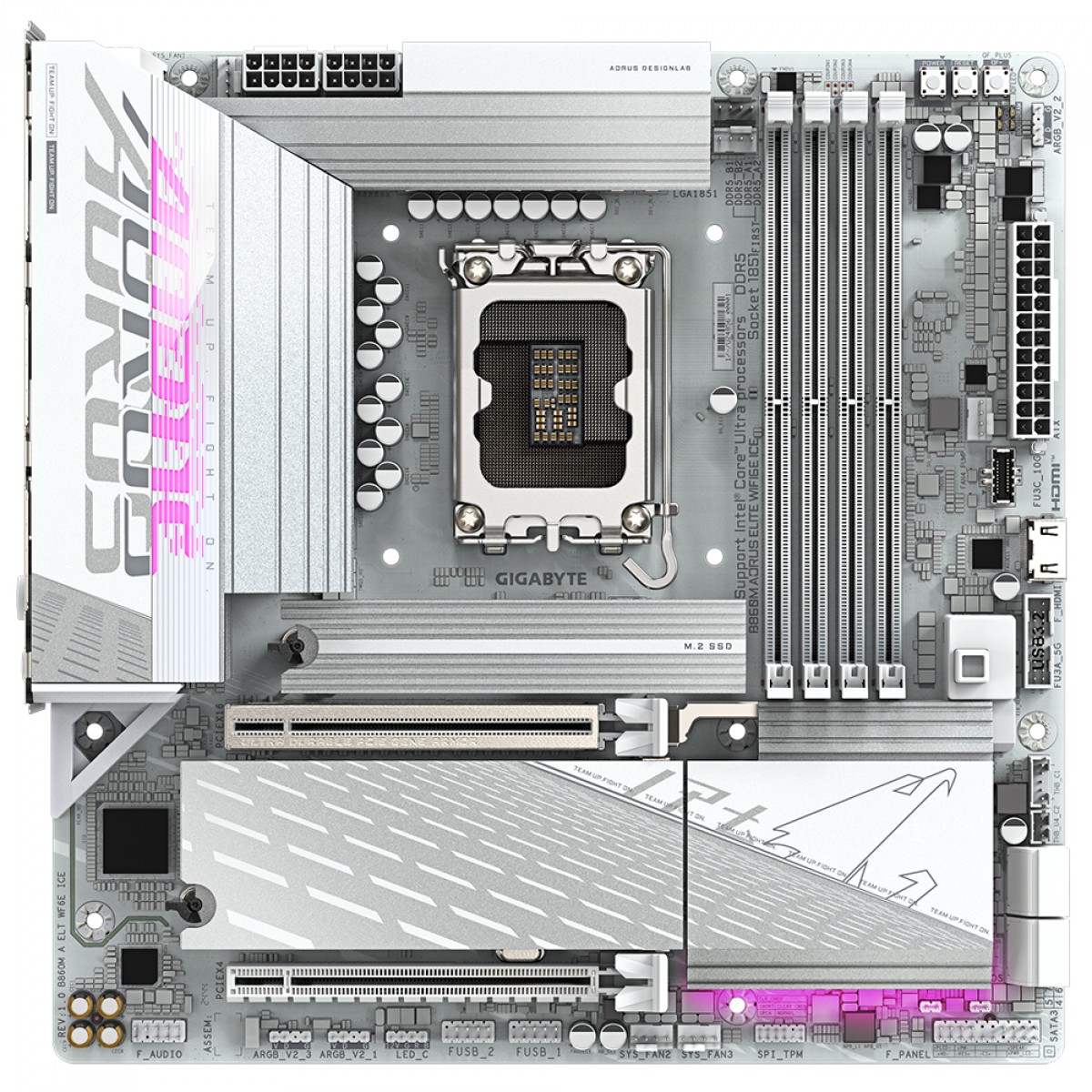 Placa Mãe Gigabyte B860M Aorus Elite WiFi6E ICE, Chipset B860, Intel LGA 1851, mATX, DDR5