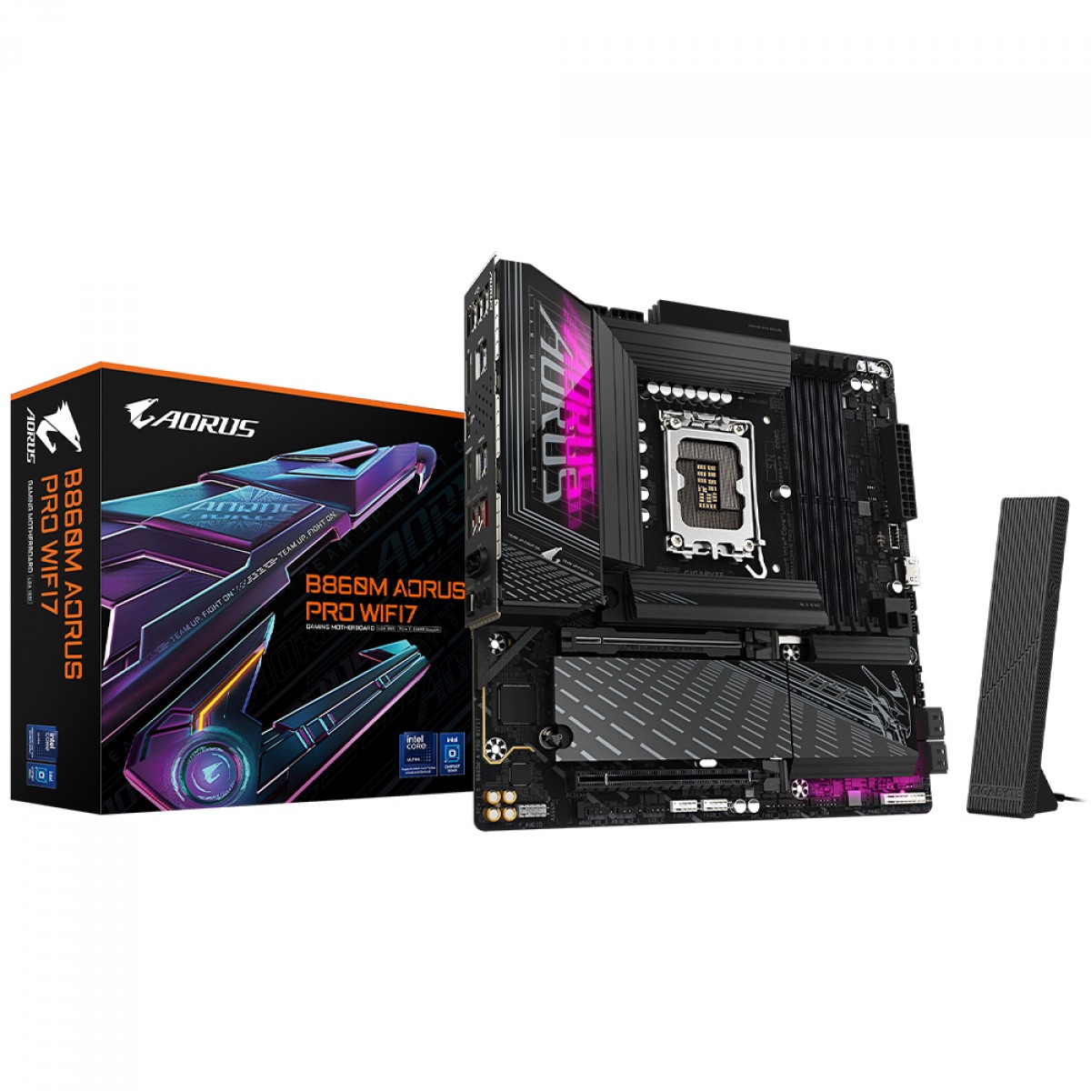 Placa Mãe Gigabyte B860M Aorus Pro WiFi7, Chipset B860, Intel LGA 1851, mATX, DDR5