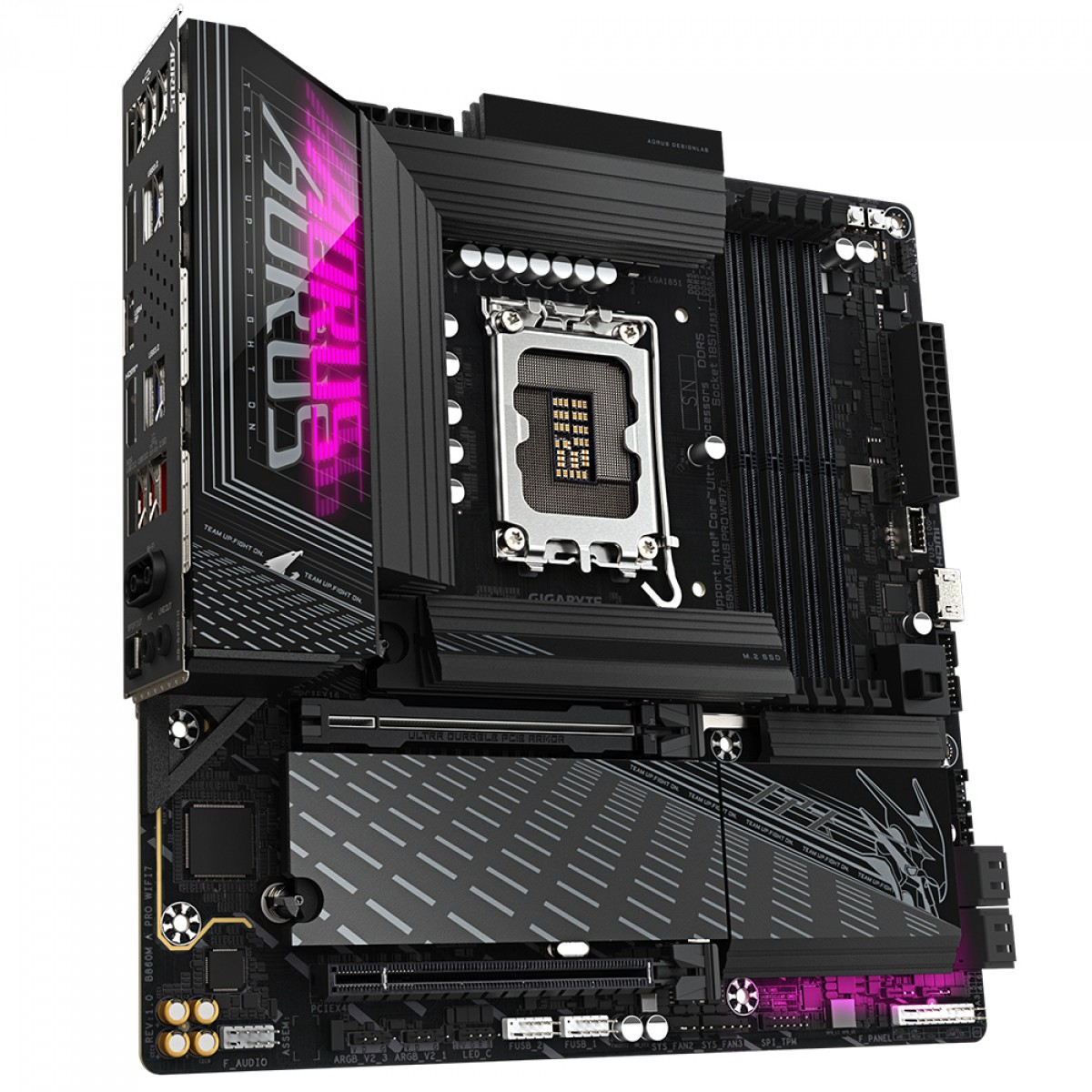 Placa Mãe Gigabyte B860M Aorus Pro WiFi7, Chipset B860, Intel LGA 1851, mATX, DDR5