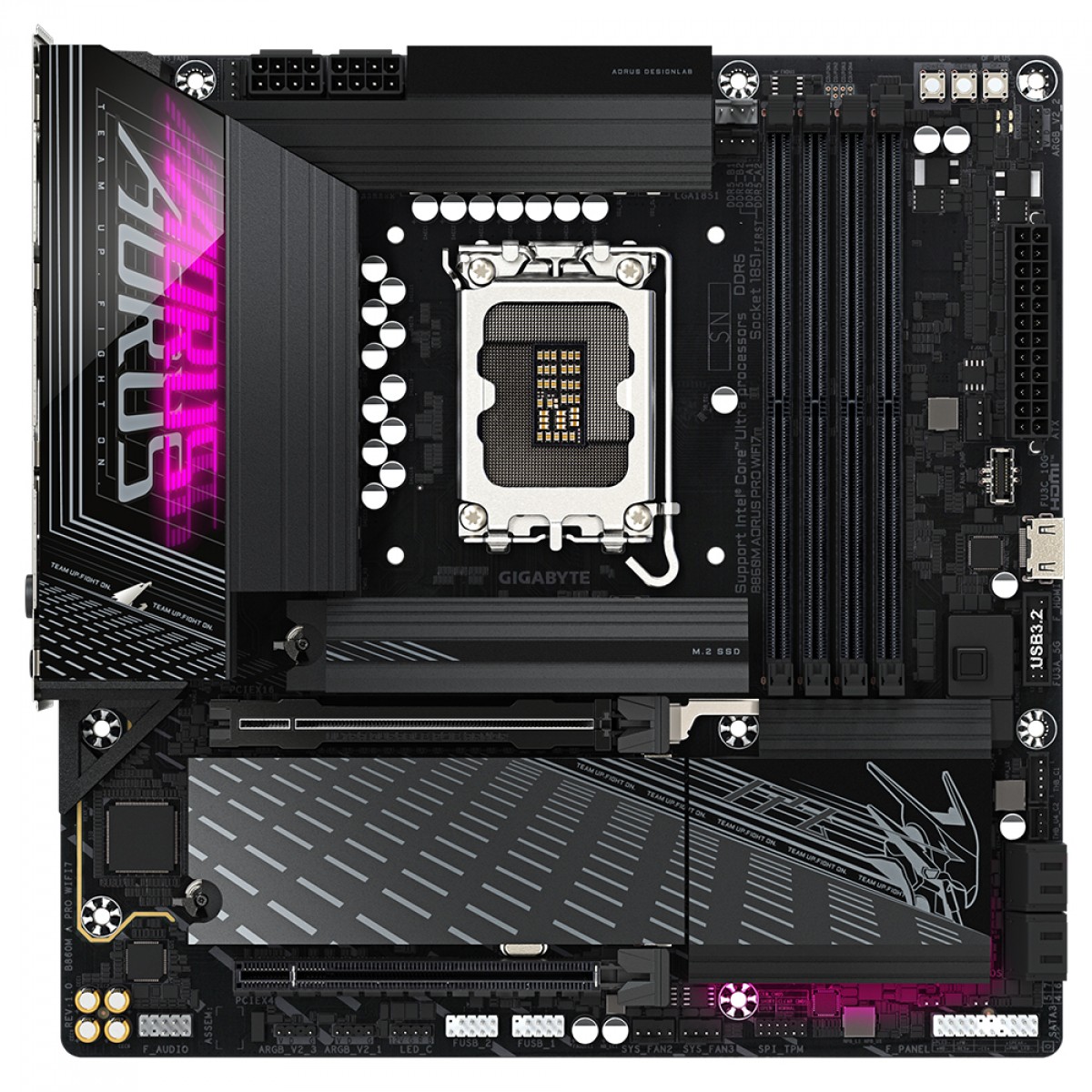 Placa Mãe Gigabyte B860M Aorus Pro WiFi7, Chipset B860, Intel LGA 1851, mATX, DDR5