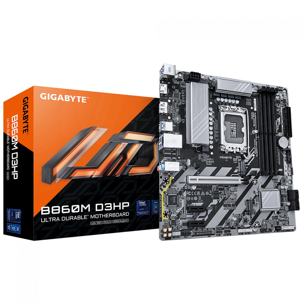 Placa Mãe Gigabyte B860M D3HP, Chipset B860, Intel LGA 1851, MATX, DDR5, 9MB86M3HP-00