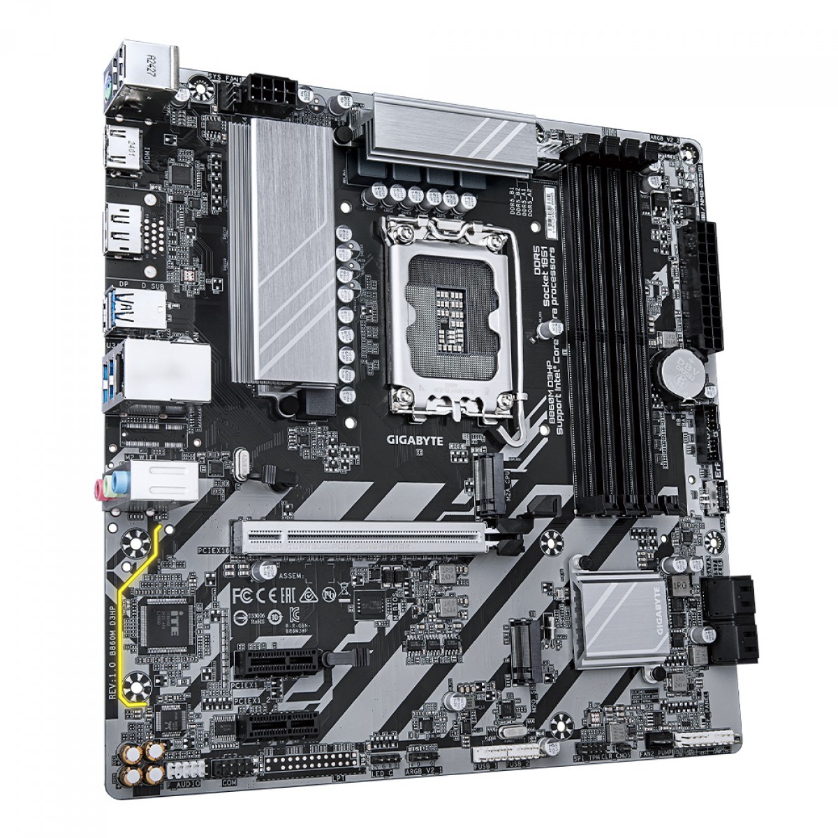 Placa Mãe Gigabyte B860M D3HP, Chipset B860, Intel LGA 1851, MATX, DDR5, 9MB86M3HP-00