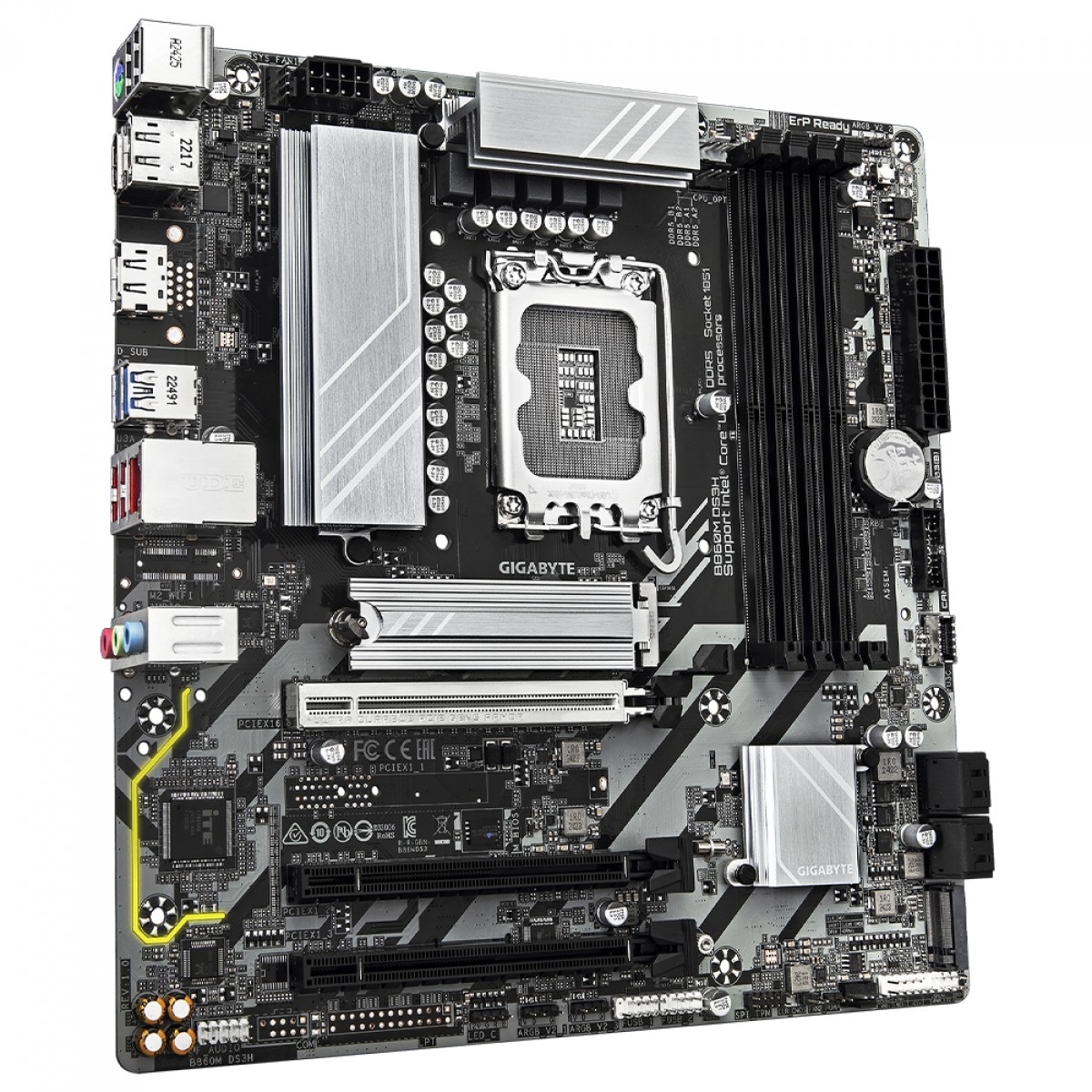 Placa Mãe Gigabyte B860M DS3H, Chipset B860, Intel LGA 1851, mATX, DDR5