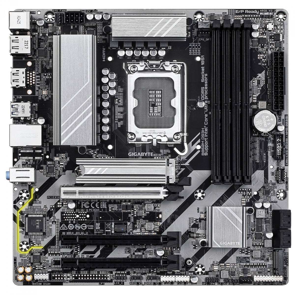 Placa Mãe Gigabyte B860M DS3H, Chipset B860, Intel LGA 1851, mATX, DDR5