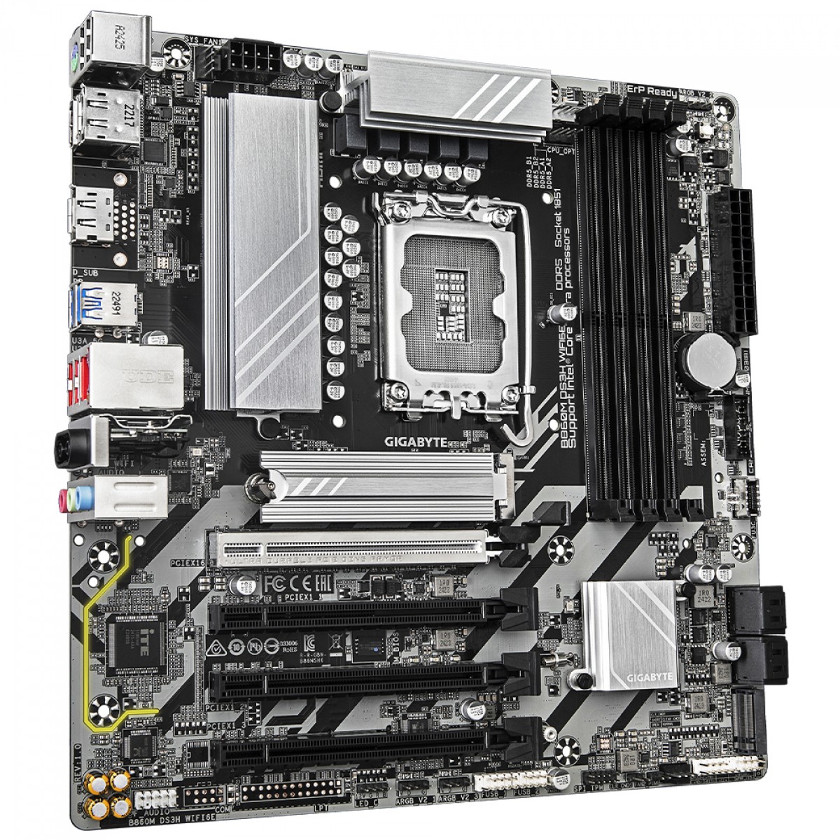 Placa Mãe Gigabyte B860M DS3H WiFi6E, Chipset B860, Intel LGA 1851, mATX, DDR5
