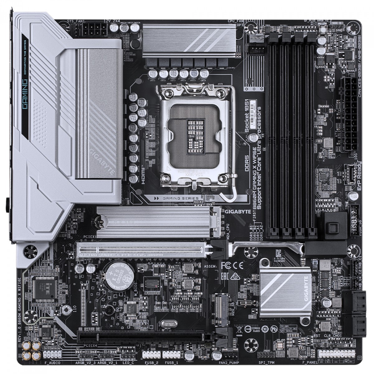Placa Mãe Gigabyte B860M Gaming X WiFi6E, Chipset B860, Intel LGA 1851, mATX, DDR5