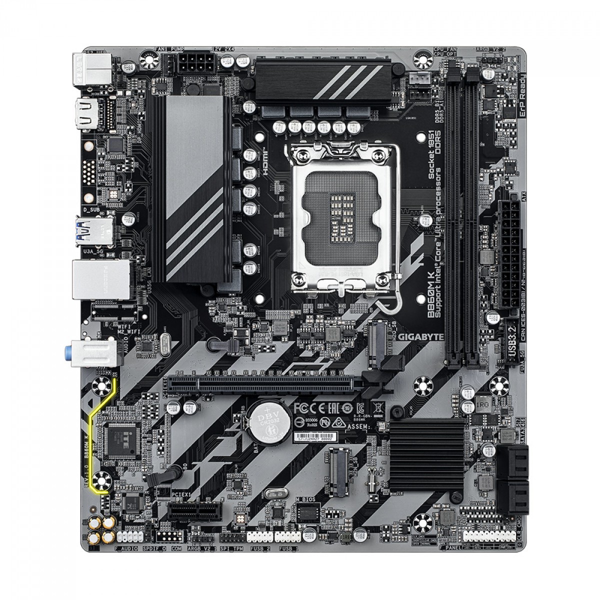 Placa Mãe Gigabyte B860M K, Chipset B860, Intel LGA 1851, MATX, DDR5