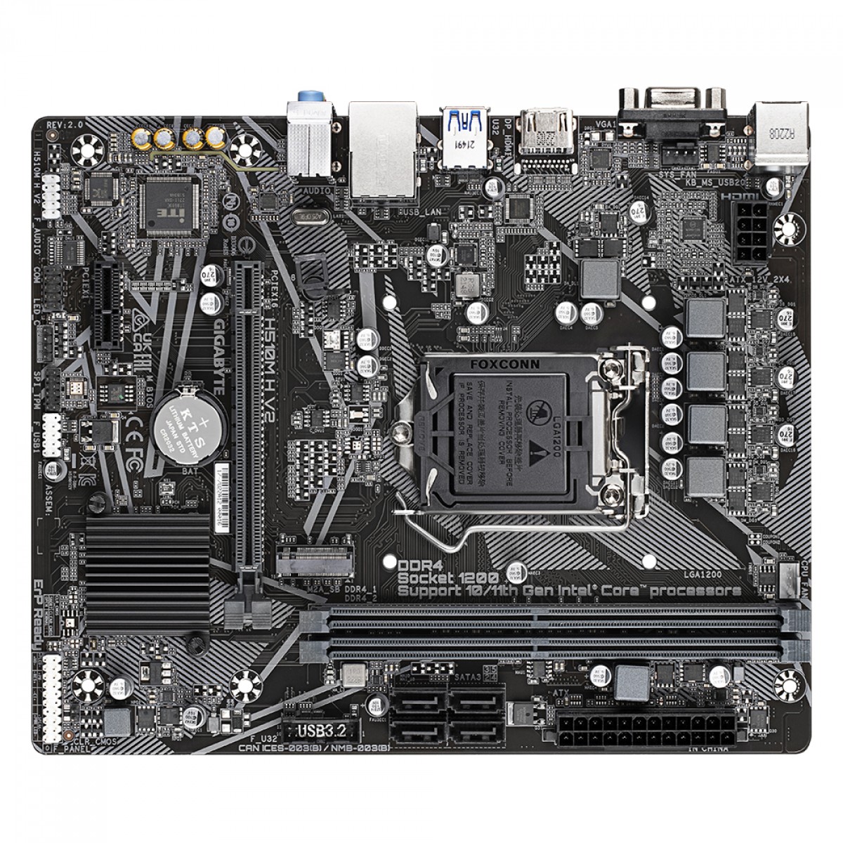 Placa Mãe Gigabyte H510M H V2, Chipset H510, LGA 1200, mATX, DDR4, H510M H V2 2.0
