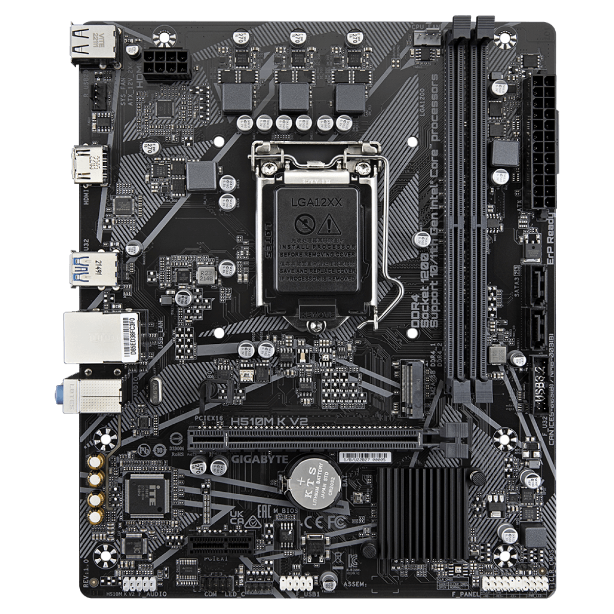 Placa Mãe Gigabyte H510M K V2, Chipset H510, Intel LGA 1200, MATX, DDR4