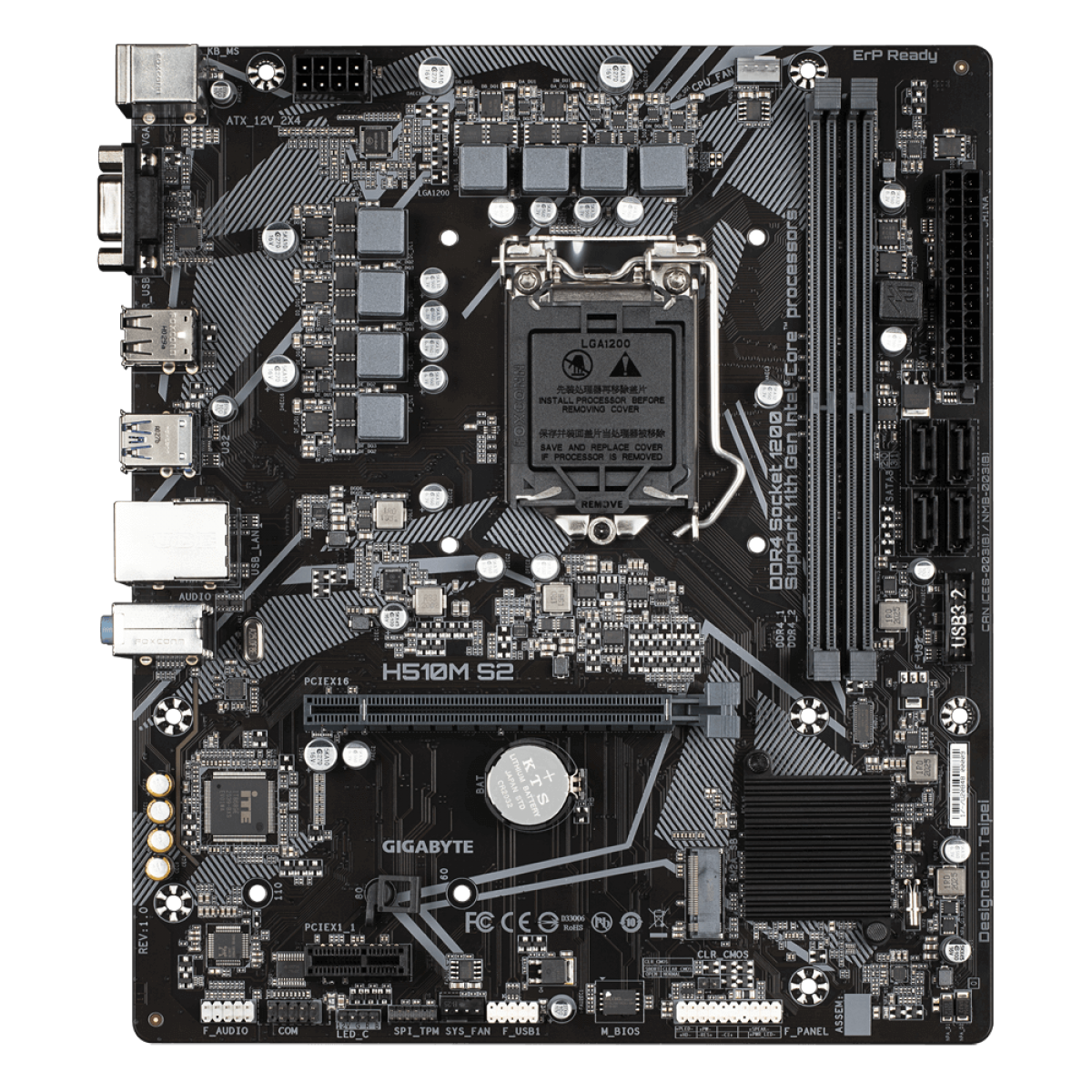Placa Mãe Gigabyte H510M S2, Chipset H510, Intel LGA 1200, mATX, DDR4, H510M S2