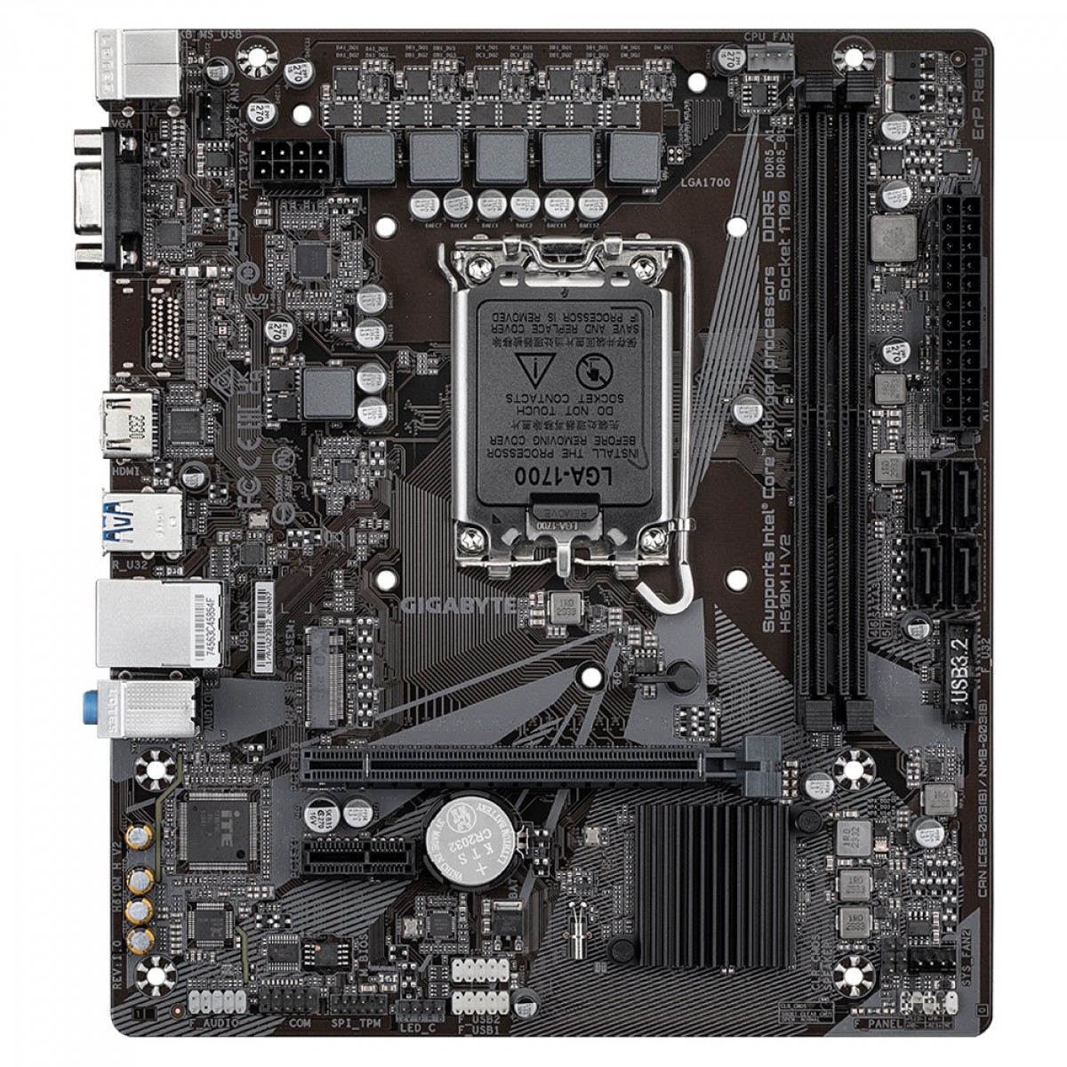 Placa Mãe Gigabyte H610M H V2, Chipset H610, Intel LGA 1700, mATX, DDR5